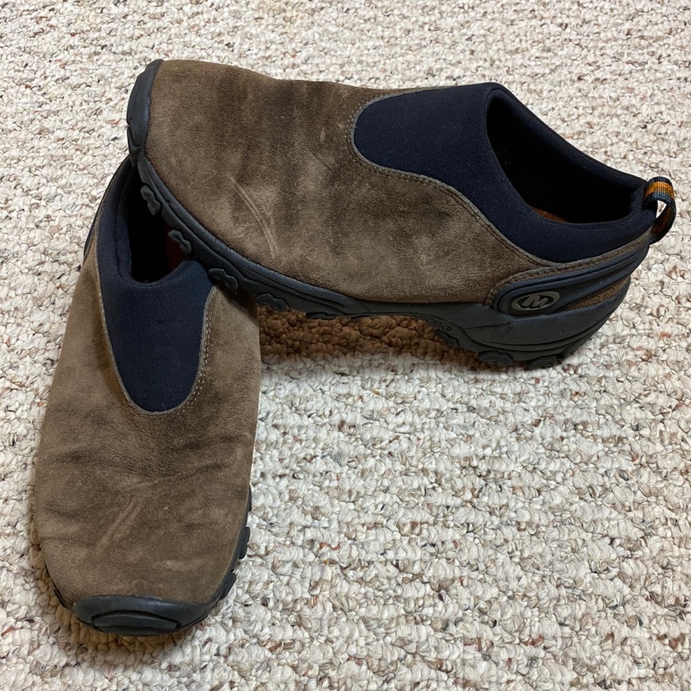 Merrell mens size 8 brown slip on shoes